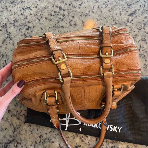B. Makowsky Tan Leather Handbag - Picture 3 of 10